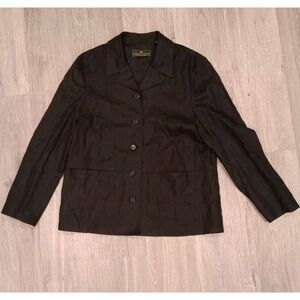 Embassy‎ Row Vintage Linen Jacket Women's Size 10 Black Pockets Breathable